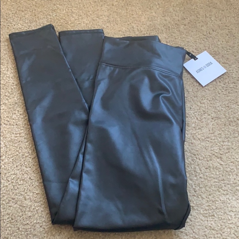 Agnes and Dora Black Faux Leather Leggings
